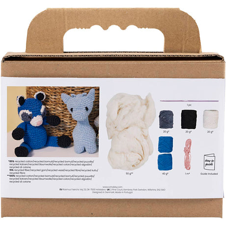 Creativ Company Hobby-Set Amigurumi, Waschbär, Schwarz, Blau, 1 Box