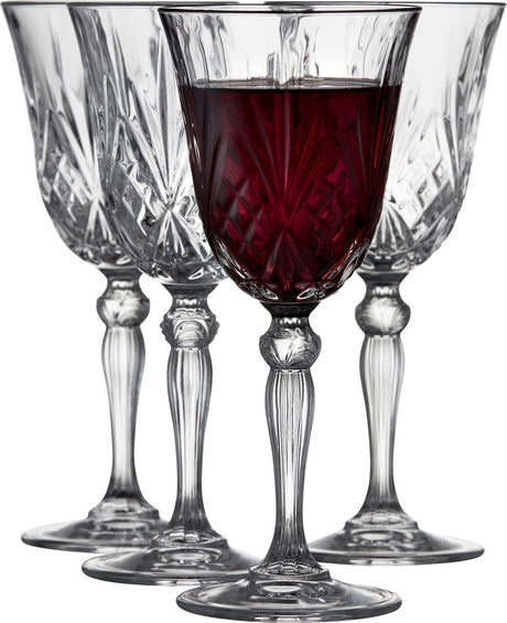 Lyngby glas melodia kristal wijnglazen rode wijn - 270 ml - set van 4 - wijnglazen set, vaatwasserbestendig