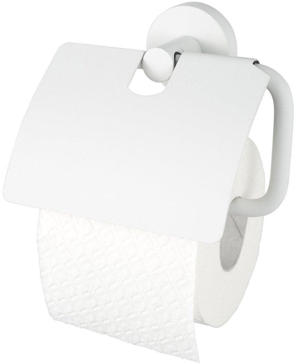 Haceka kosmos toiletrolhouder - met klep - mat wit