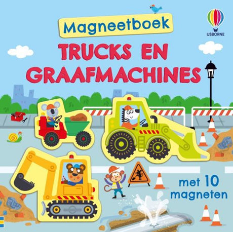 Trucks en graafmachines. magneetboek. 3+