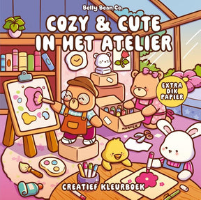 Forte creatief cozy cute in het atelier. kleurboek.
