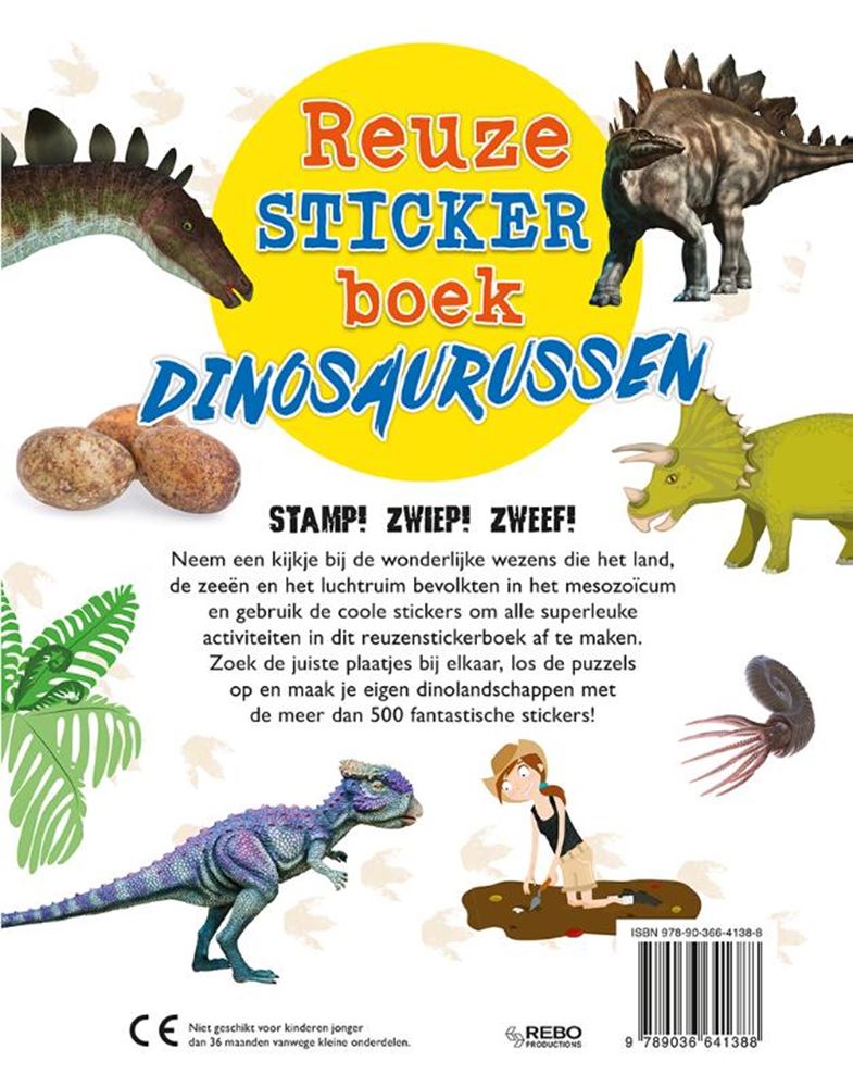 Riesiges Stickerbuch-Dinosaurier des Rebo-Verlags