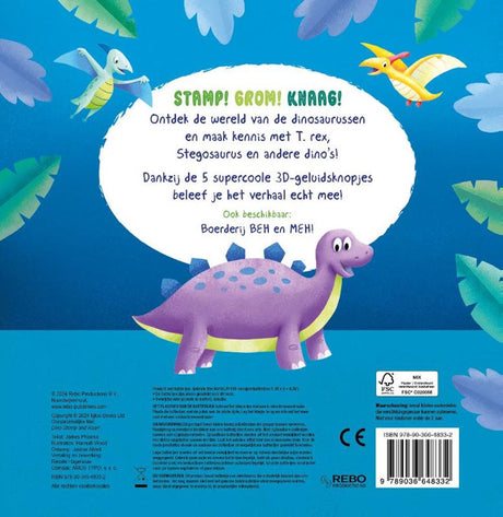 Geluidenboek: dino stamp en grom! 0+ | 2 stuks