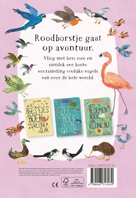 Kartonboekhet vogelboek van roodborstje. | 2 stuks