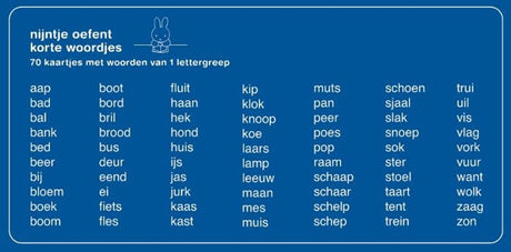 Übungskarten für das Central Book House. Miffy übt kurze Wörter