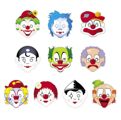 Masken des Central Book House: Clowns