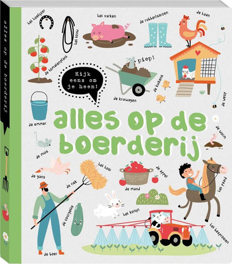 Schauen Sie sich in Ihrem Pappbuch um – alles auf dem Bauernhof