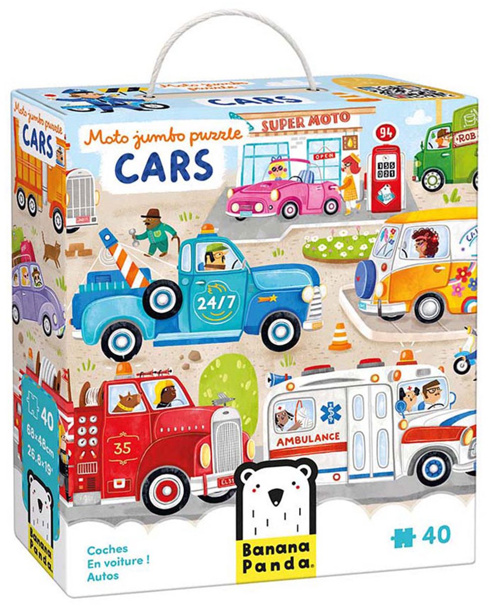 Bananenpanda – Moto-Jumbo-Puzzleautos – 40 Teile.