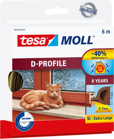 Tesa Dichtungsstreifen Moll D-Profil Gummi 6mx9mm braun