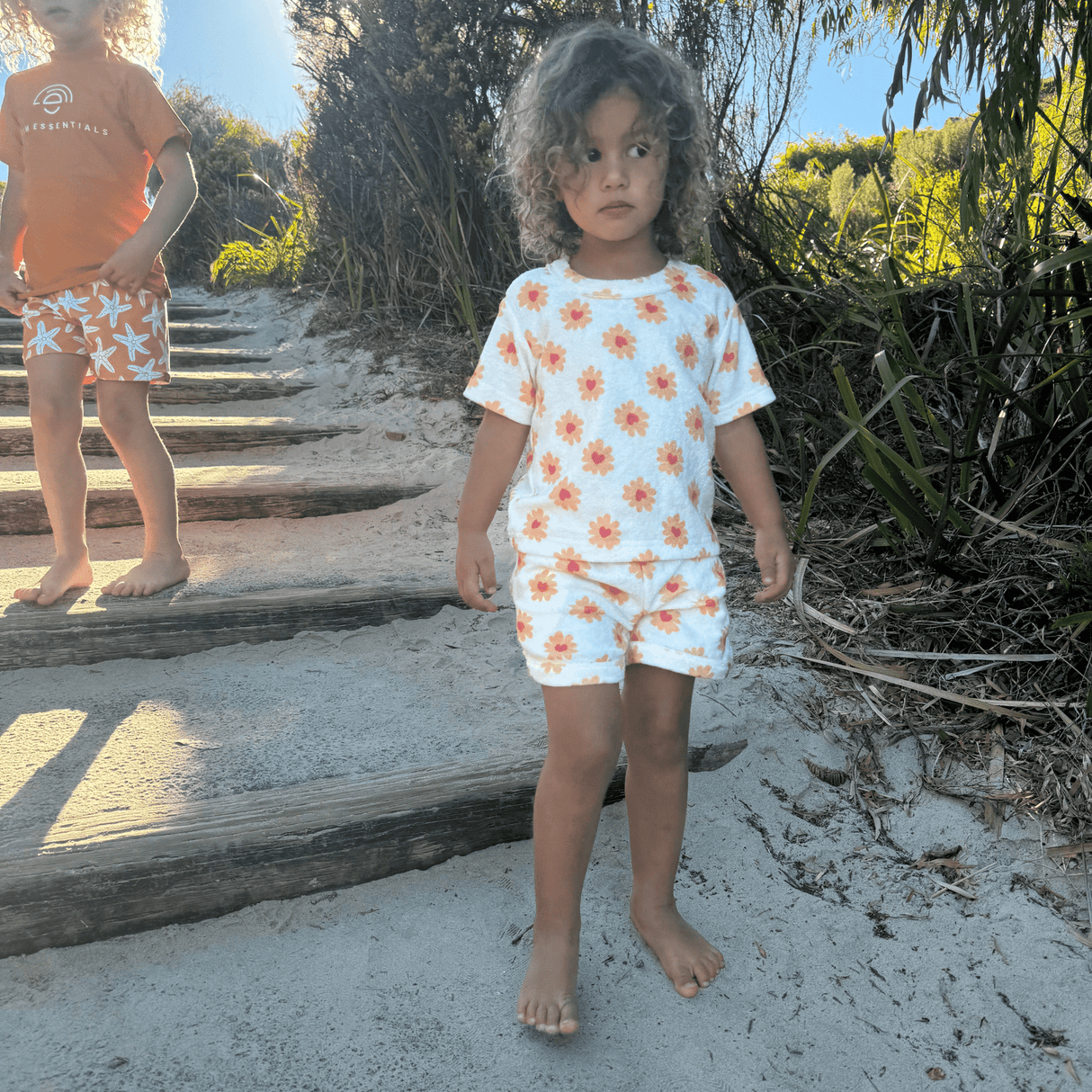 Blumenliebe | Mehrfarbiges Mädchen-Set Strand – Frottee