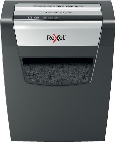 Rexel Momentum x410-sl schlanker, leiser Aktenvernichter – P4 vernichtet – bis zu 10 Blatt – 23 l – Schwarz