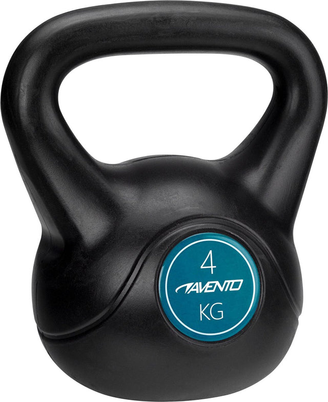 Avento Kettlebell – 4 kg – Schwarz – breiter Griff