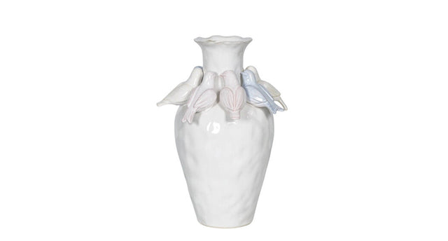 Vase ceramic 30h white birds