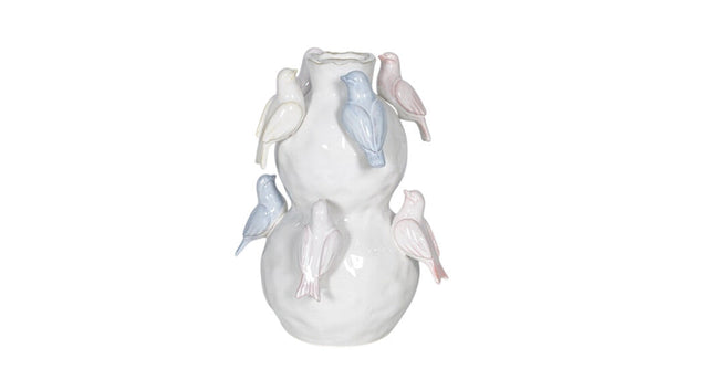 Vase ceramic 27h white birds