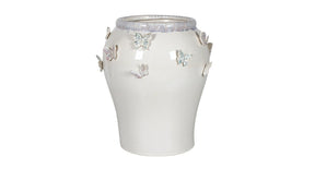 Vase ceramic d36x43h white butterfly