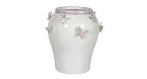 Vase ceramic d31,5x34h white butterfly