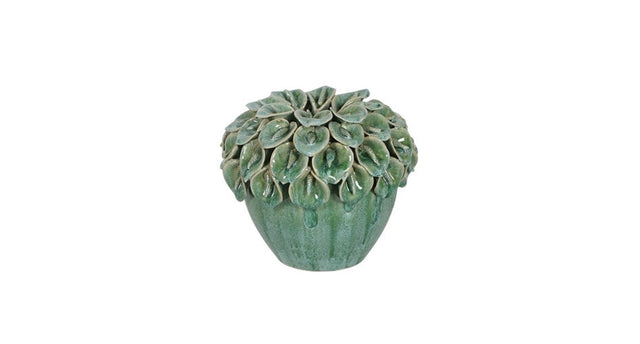 Pot ceramic d17,5x15h lgreen petals