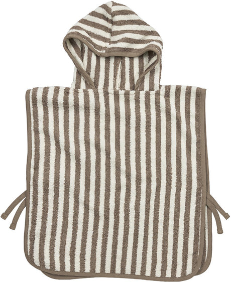 Meyco Baby Fat Stripe Badeponcho – Jacquard-Frottee – Taupe – 1–3 Jahre