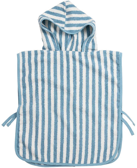 Meyco Baby Fat Stripe Badeponcho – Jacquard-Frottee – Jeansblau – 1–3 Jahre