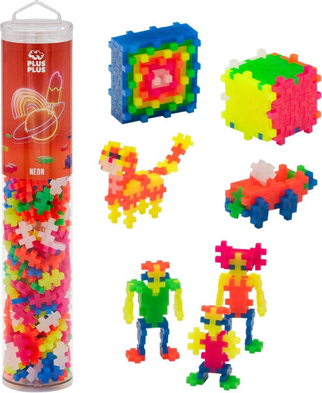 Plus-Plus Tube Neon 240-teiliger Baukasten – 4186 – Konstruktionsspielzeug – Konstruktionsspielzeug – Set mit Bausteinen – ab 5 Jahren
