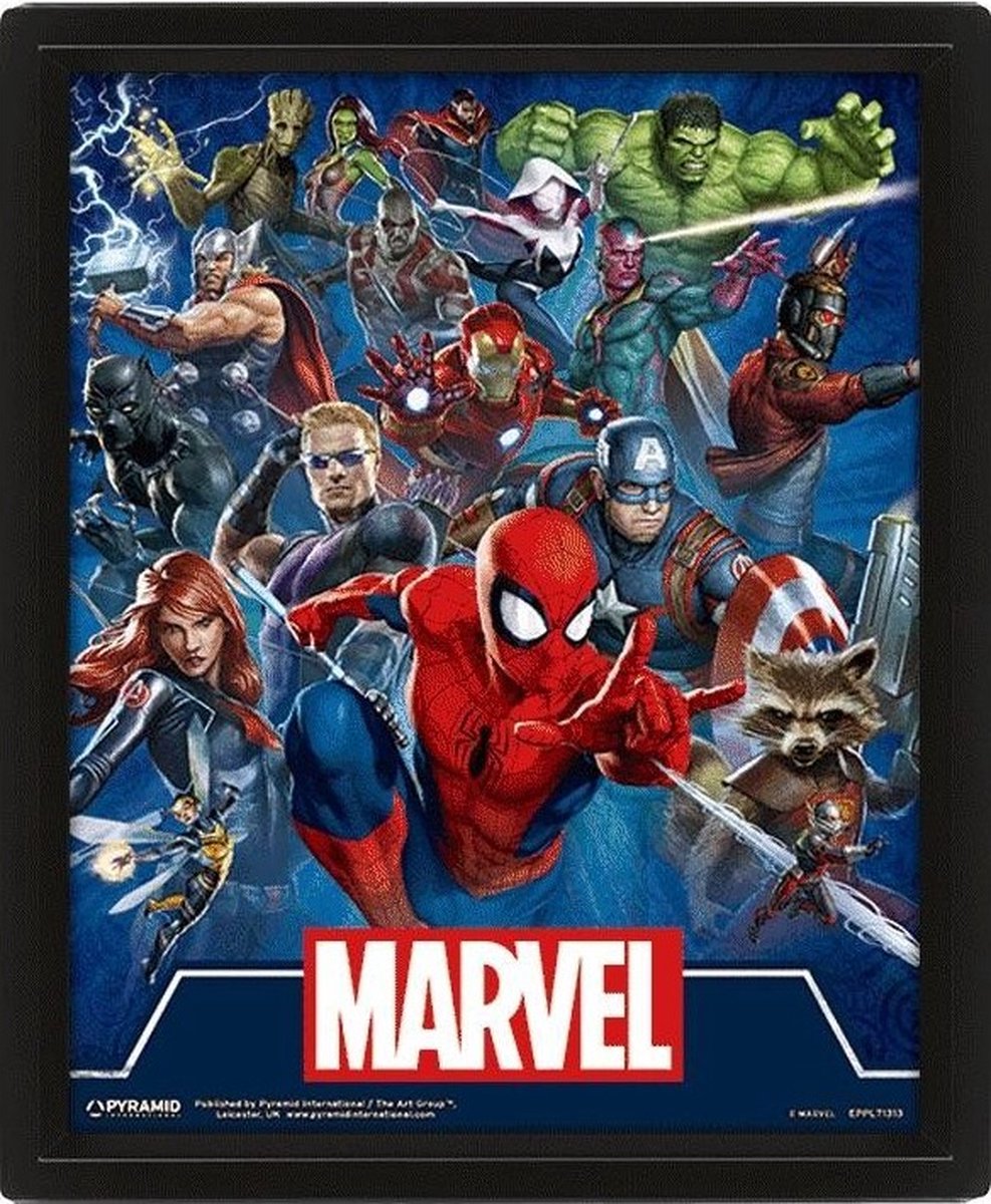 Pyramid International Marvel (Filmikonen) 3D-Druck – gerahmt