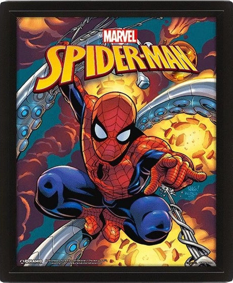 Ohne Marke Sans Marque Marvel – 3D-Linsenraster-Poster 26 x 20 – Spider-Man-Kostüm-Explosion
