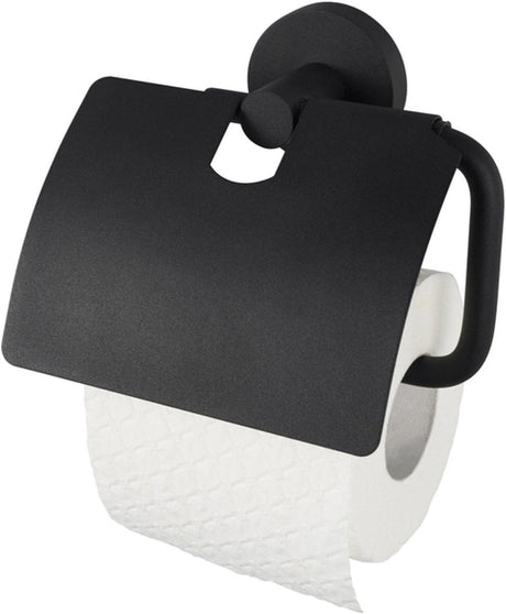 Haceka kosmos toiletrolhouder - met klep - mat zwart