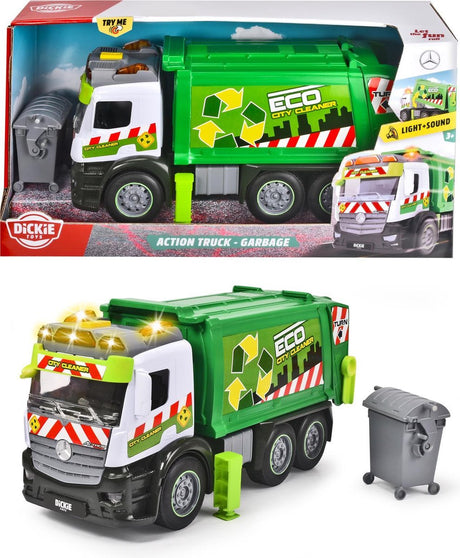 Dickie Toys Action Truck – Müllwagen – 26 cm – Licht und Sound – Spielzeugfahrzeug