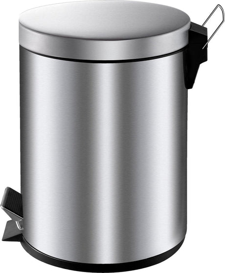 V-Teil - Treteimer 5 Liter - Edelstahl - Edelstahl matt - Abfalleimer