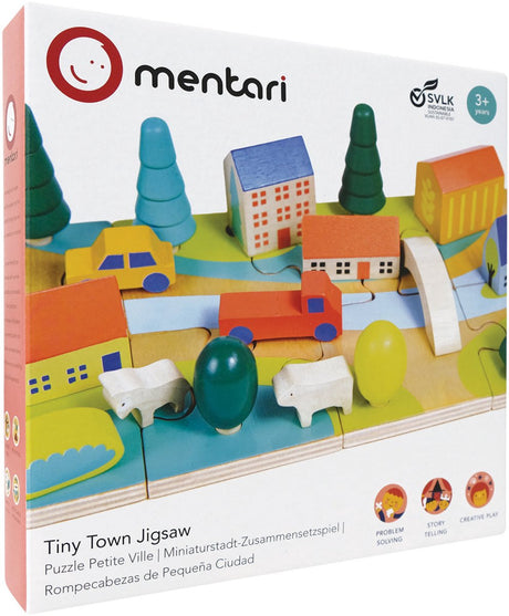 Mentari-Puzzle – kleine Stadt – 30 x 15,20 x 7,50 cm – Holz – 3 Jahre