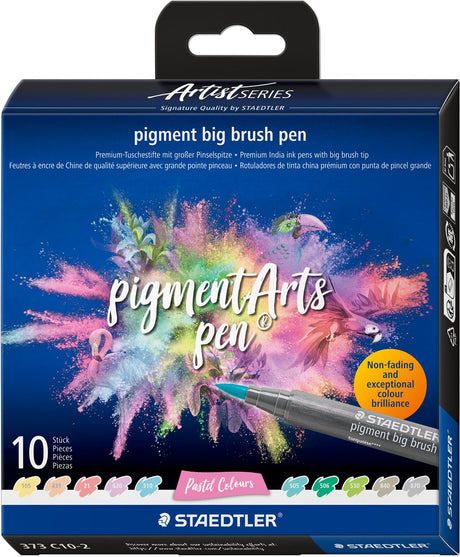 Staedtler artist series pigment arts pen big brush - 10 pastelkleuren