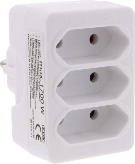 Q-Link-Verteilerstecker – 3-fach – Domino – Euro – weiß