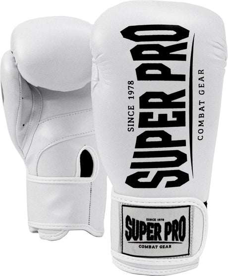 Super pro combat gear champ (kick)bokshandschoenen wit zwart 10oz 10