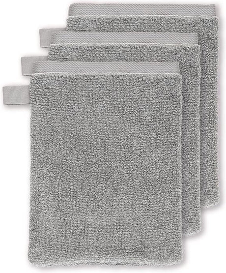 Vtwonen groove set a 3 washandjes - antraciet - 16 x 22 cm set van 3