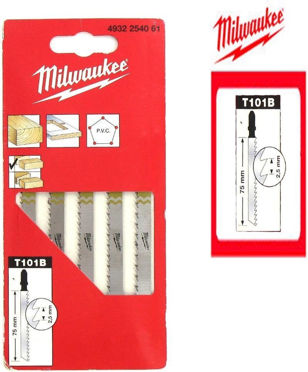 Milwaukee 4932254061 t 101 b hcs decoupeerzaagblad - zuiver - hout kunststof (5st) - t 101 b