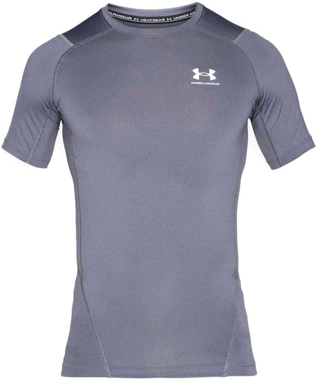 Under Armour UA HG Armour Comp SS-Gry Herren-Sportshirt – Castle Rock – Weiß