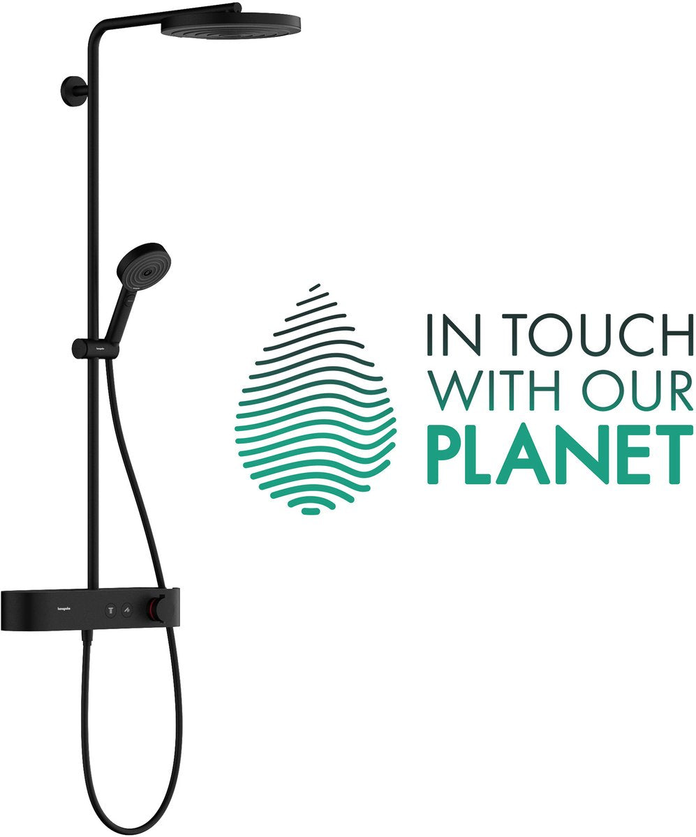 Hansgrohe Pulsify S Showerpipe 260 1jet Ecosmart mit Duschtablett Select 400 Mattschwarz