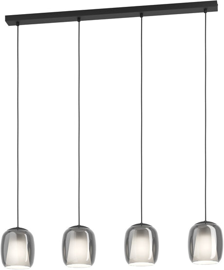 Eglo ciampino hanglamp - e27 - 97,5 cm - zwart|grijs - glas