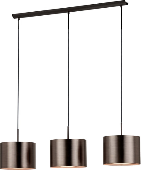 Eglo saganto 1 - hanglamp - 3-lichts - e27 - bruin koperkleurig