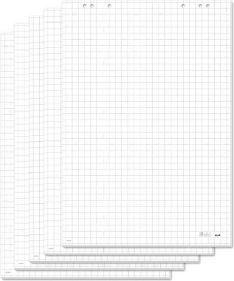 Sigel Flipchartblock meet up – 80g 68x98cm kariert, 5 Sets à 20 Blatt mit Perforation – si-mu165