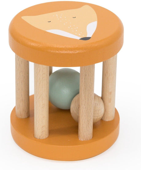 Trixie Rollrassel aus Holz - Mr. Fuchs – erstes Babyspielzeug – Mutterschaftsgeschenk – für Jungen und Mädchen