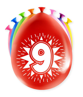 Paperdreams happy party ballonnen - 9 jaar - pak a 8 stuks latex