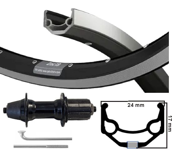 KGS Hinterrad 28 Zoll (622) ZAC19 Schwarz Silber Kassette 7-Gang-Ausfallende