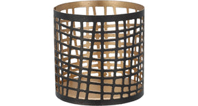 Theelichthouder 6x6cm metaal zwart goud