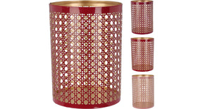 Theelichthouder 10x14cm metaal 3 assortie ''pink''