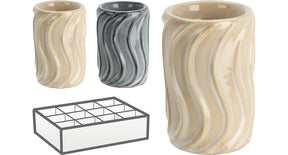 Theelichthouder swirl keramiek d7,5 h11,3cm 2 assortie