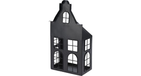 Lantaarn huis metaal 16x9x30cm zwart