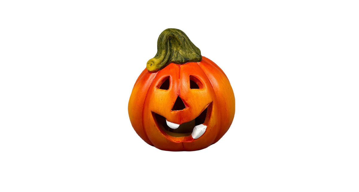 Pumpkin ceramic led 7.5x7.5x7.8h orange