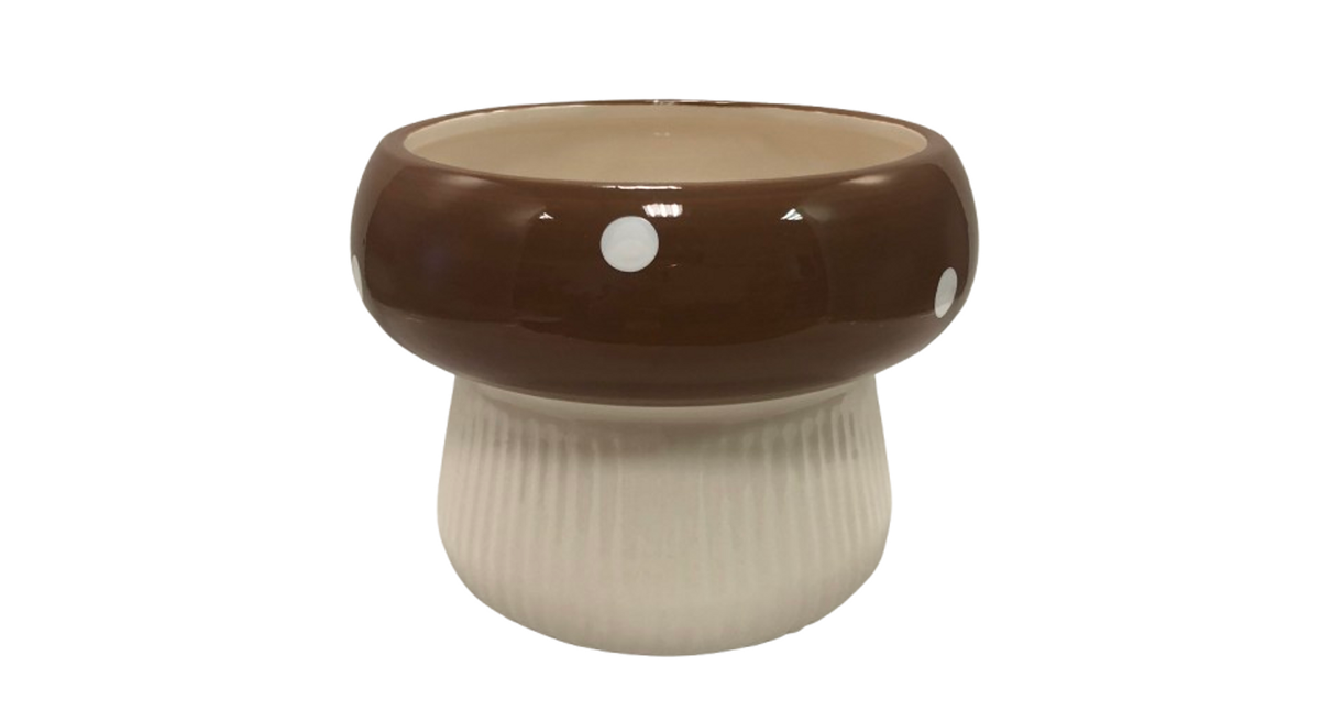 Pot mushroom dolomite d15x11h brown