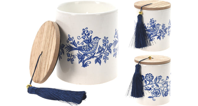 Kaars in pot delft blauw d9 h10cm 2 assortie